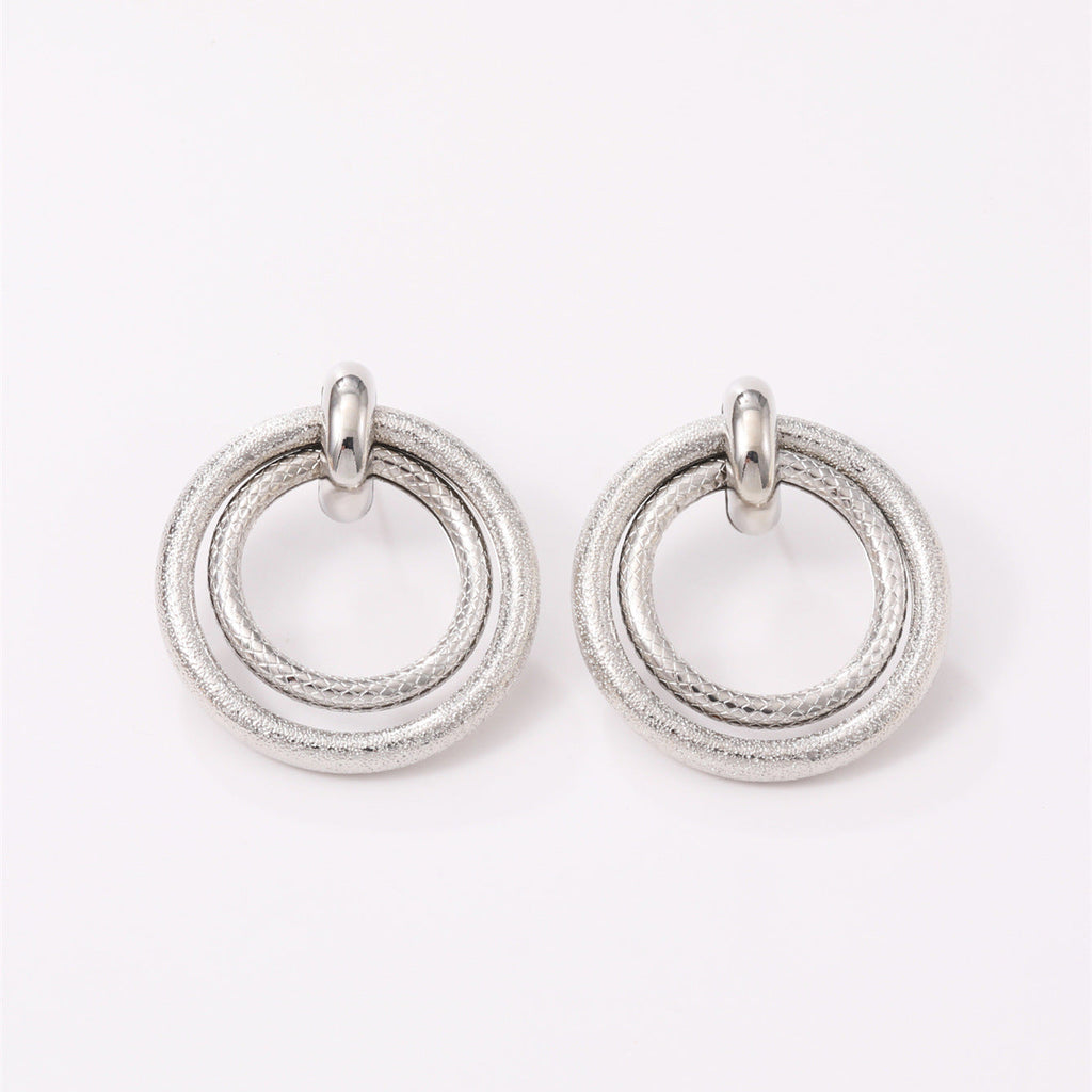 Women's Hanging Earrings with Elegant, Curved Ring Design