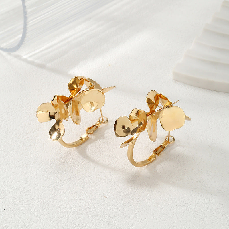 Ladies Creoles with artistic floral ornament