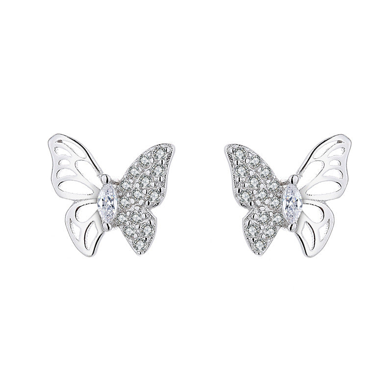 Ladies earrings in an elegant butterfly design with sparkling zirconia