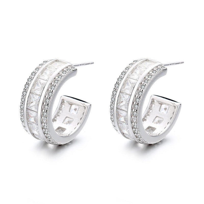 Women's stud earrings with elegant crystal and zirconia embellishment