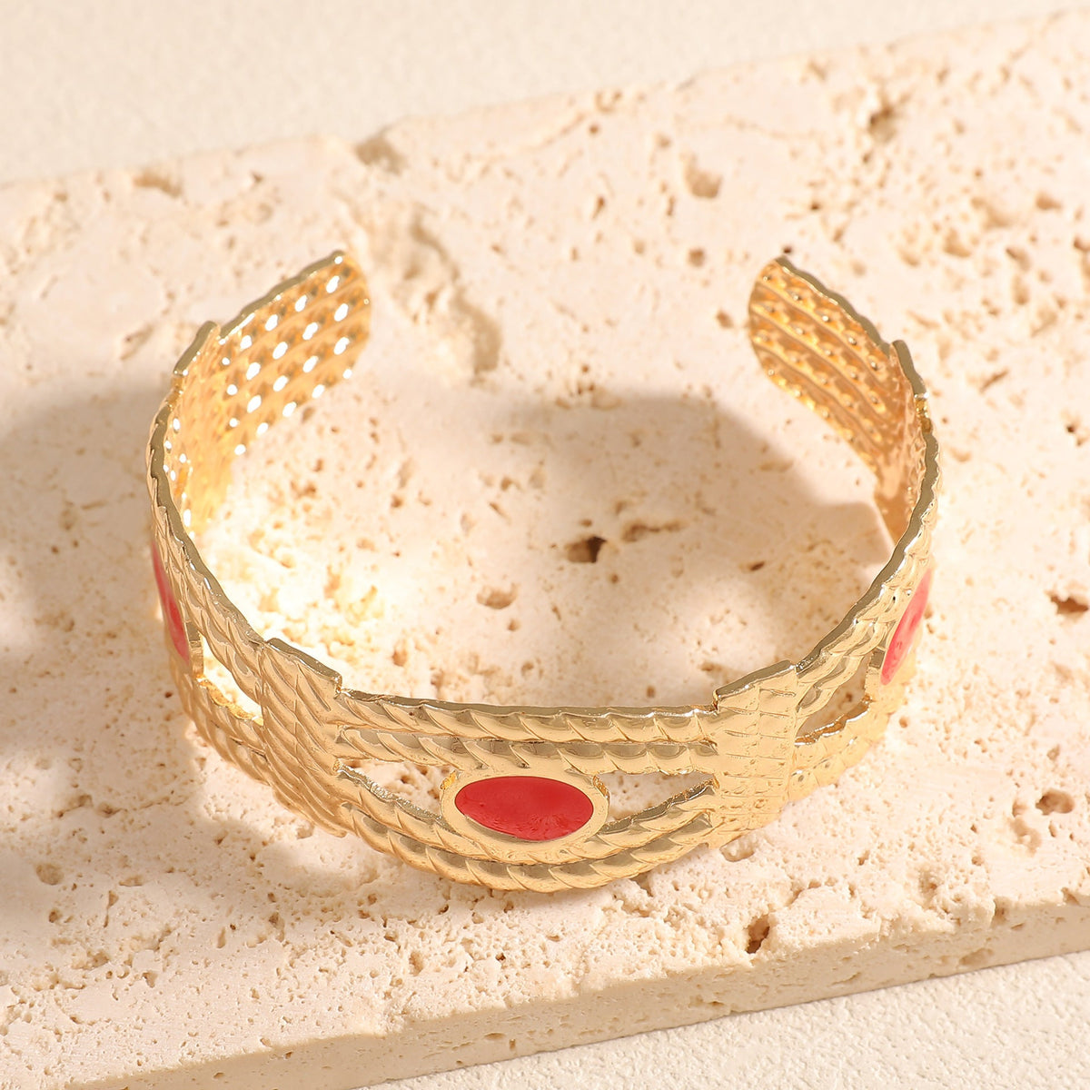 Women Open Bangle with Artistic Braiding Pattern
