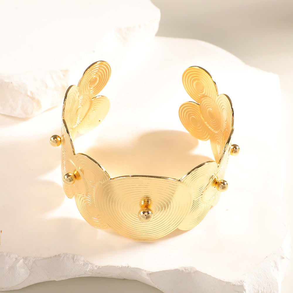 Women Open Bangle with Artistic Relief Design