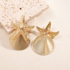 Women's ear clips in luxurious shell and starfish design