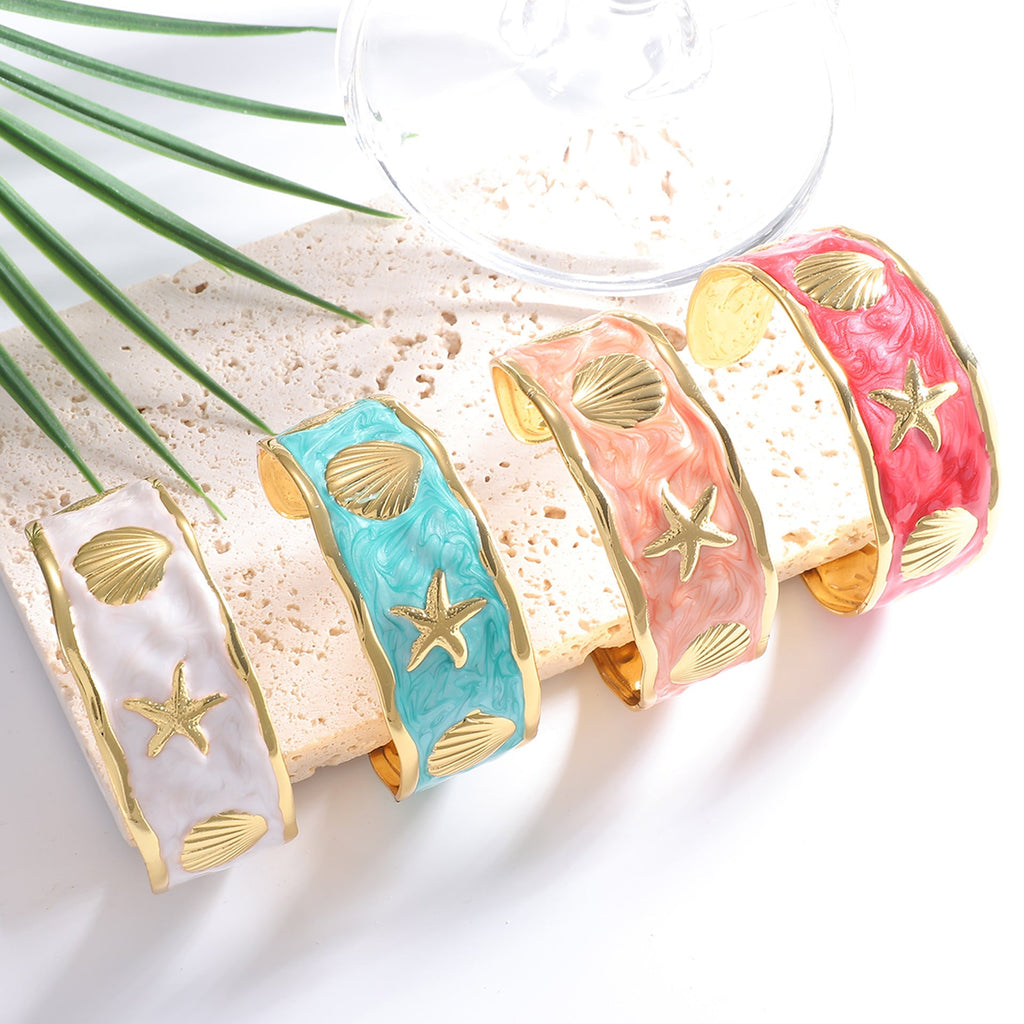 Women's Bangle with Maritime Shell and Starfish Design