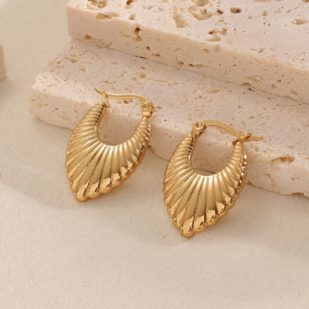 Women's Hanging Earrings with Integrated, Textured Design