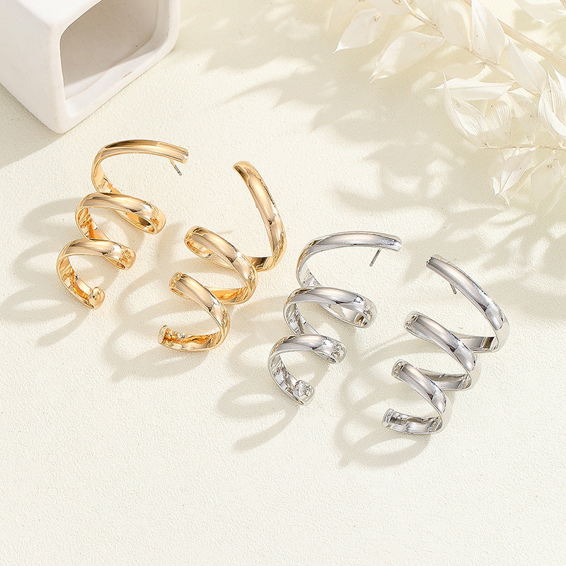 Women's Hanging Earrings with Elegant, Curved Design