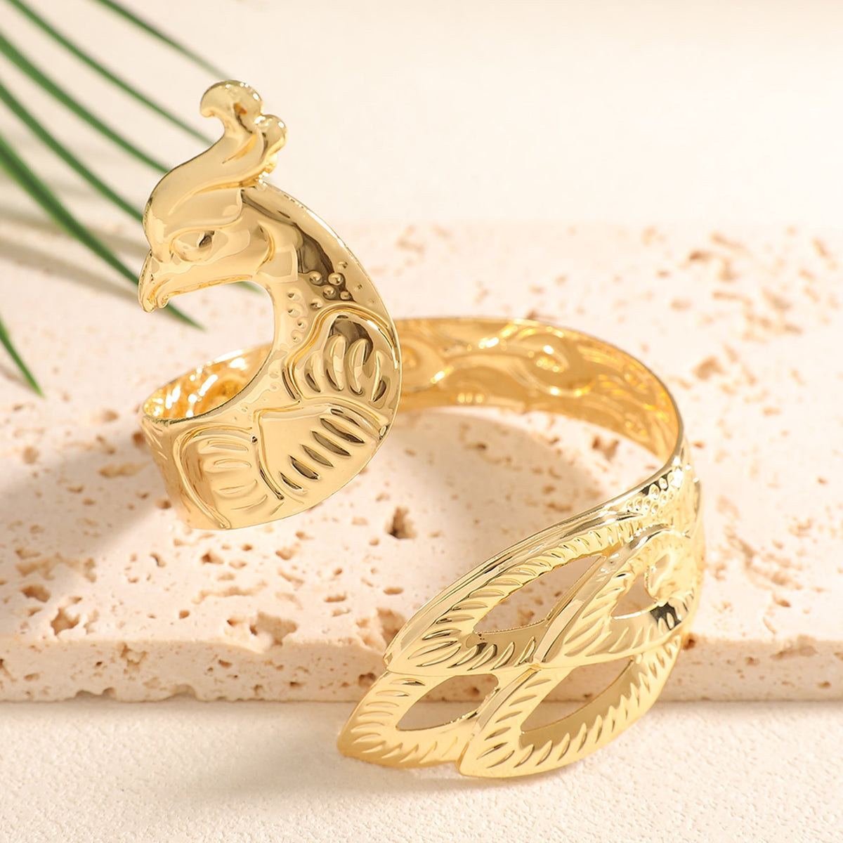 Ladies Open Bangle with Artistic Coral Pattern