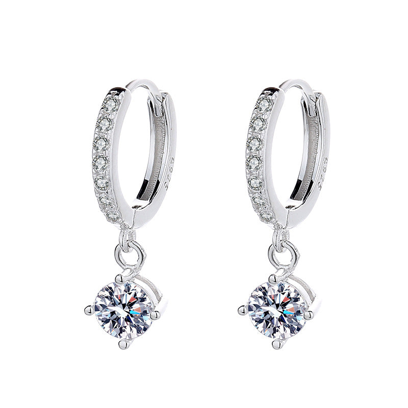 Ladies earrings with sparkling crystals and high-quality gold plating