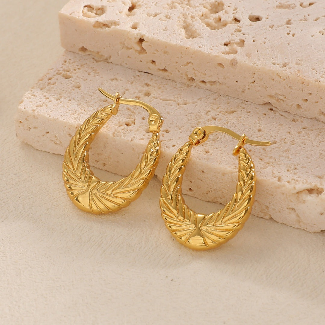 Women's Hanging Earrings with Integrated, Textured Design