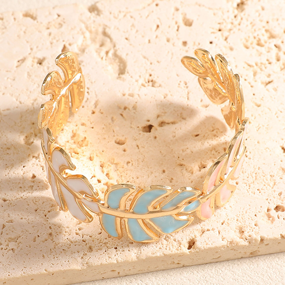 Women Open Bangle in Elegant Leaf Design