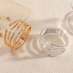 Women's Open Bangle with Modern, Layered Design