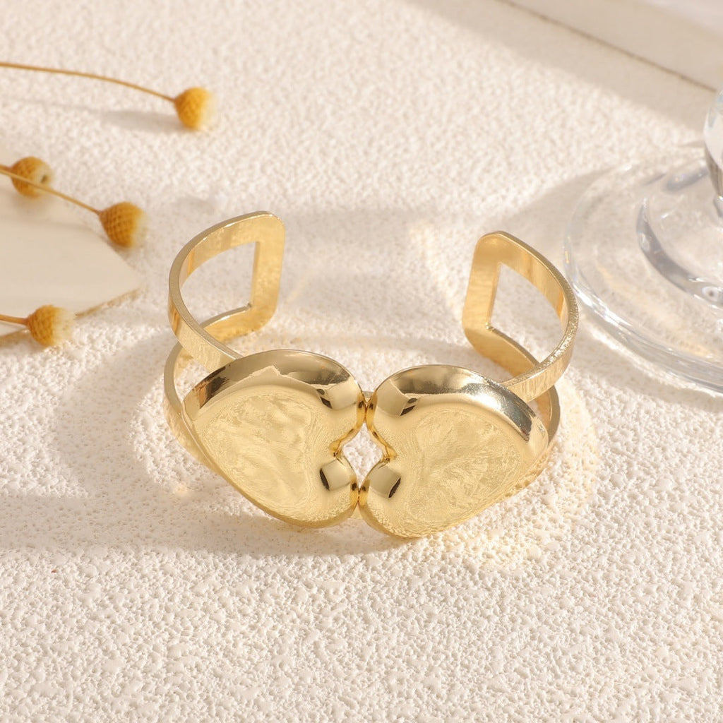 Women's Open Bangle with Elegant Heart Shape