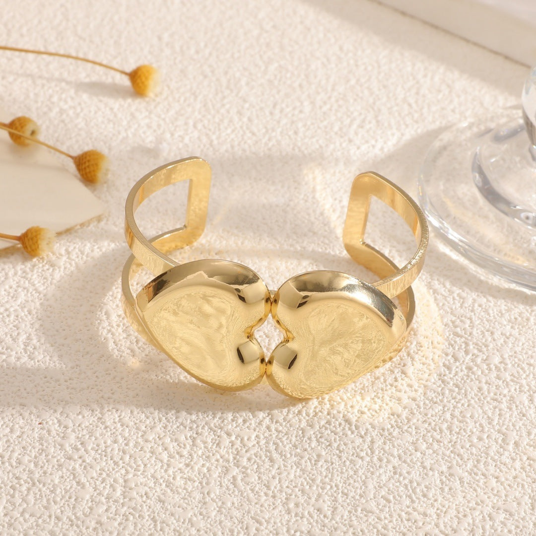 Women's Open Bangle with Elegant Heart Shape