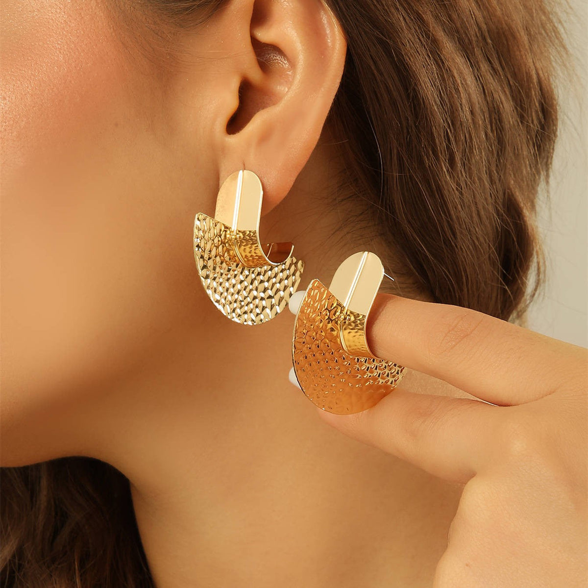 Women's Hanging Earrings with Artistic, Textured Design