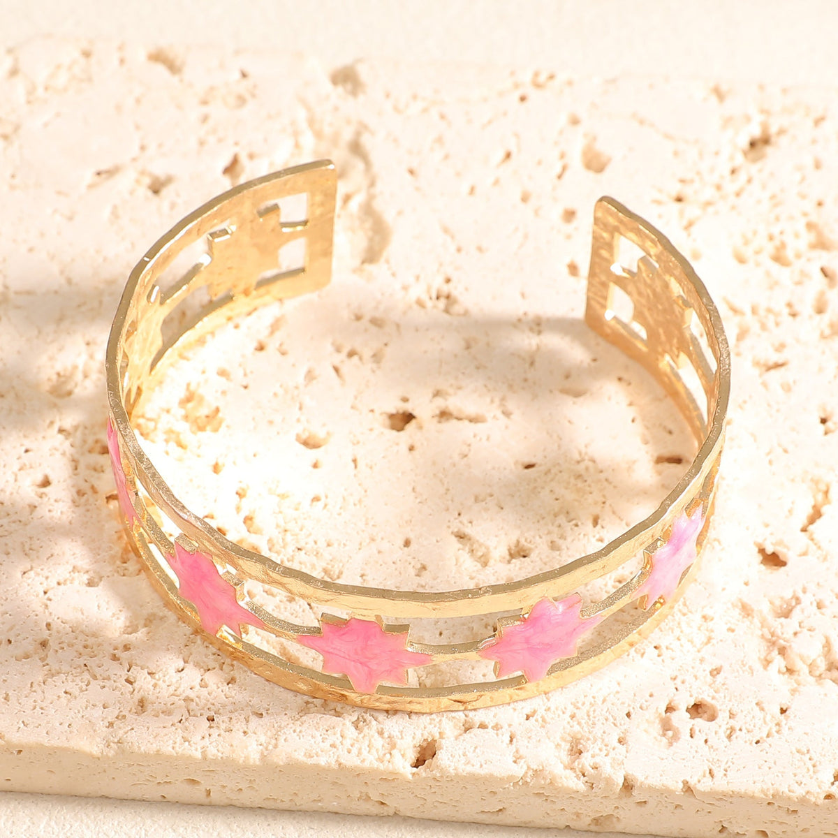 Women's Open Bangle with Elegant Leaf Design