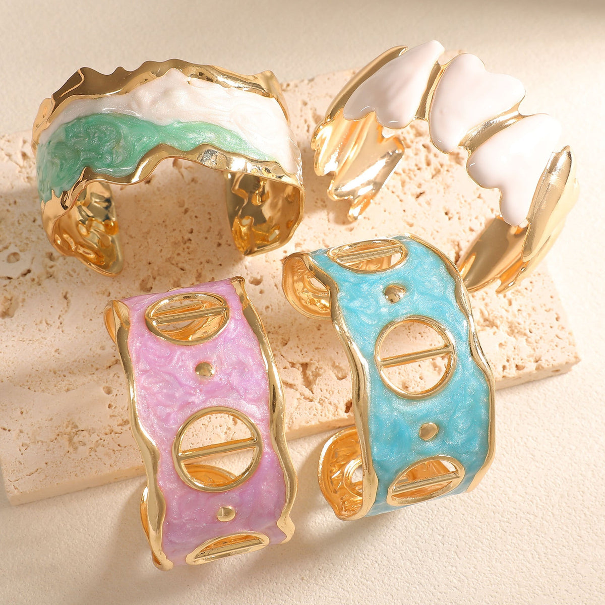 Women Open Cuff Bracelet with Artistic Snake Design
