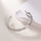 Women's Open Bangle in Modern Bamboo Design