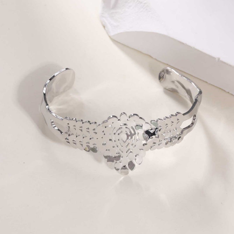 Women's Open Bangle in Modern Bamboo Design