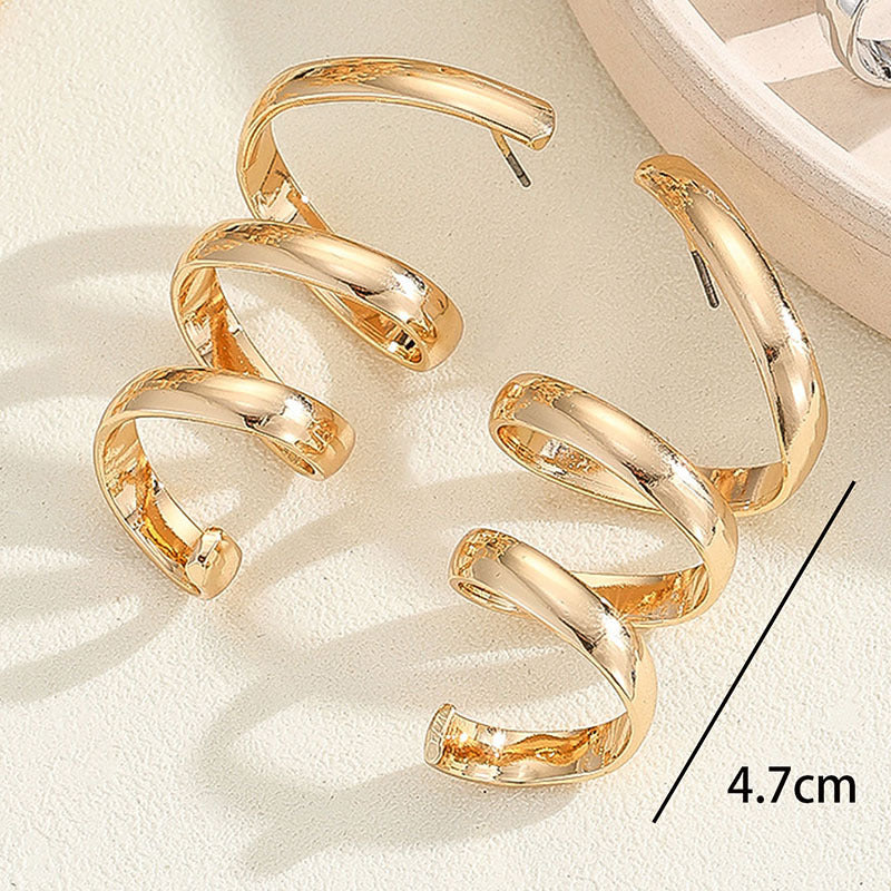 Women's Hanging Earrings with Elegant, Curved Design