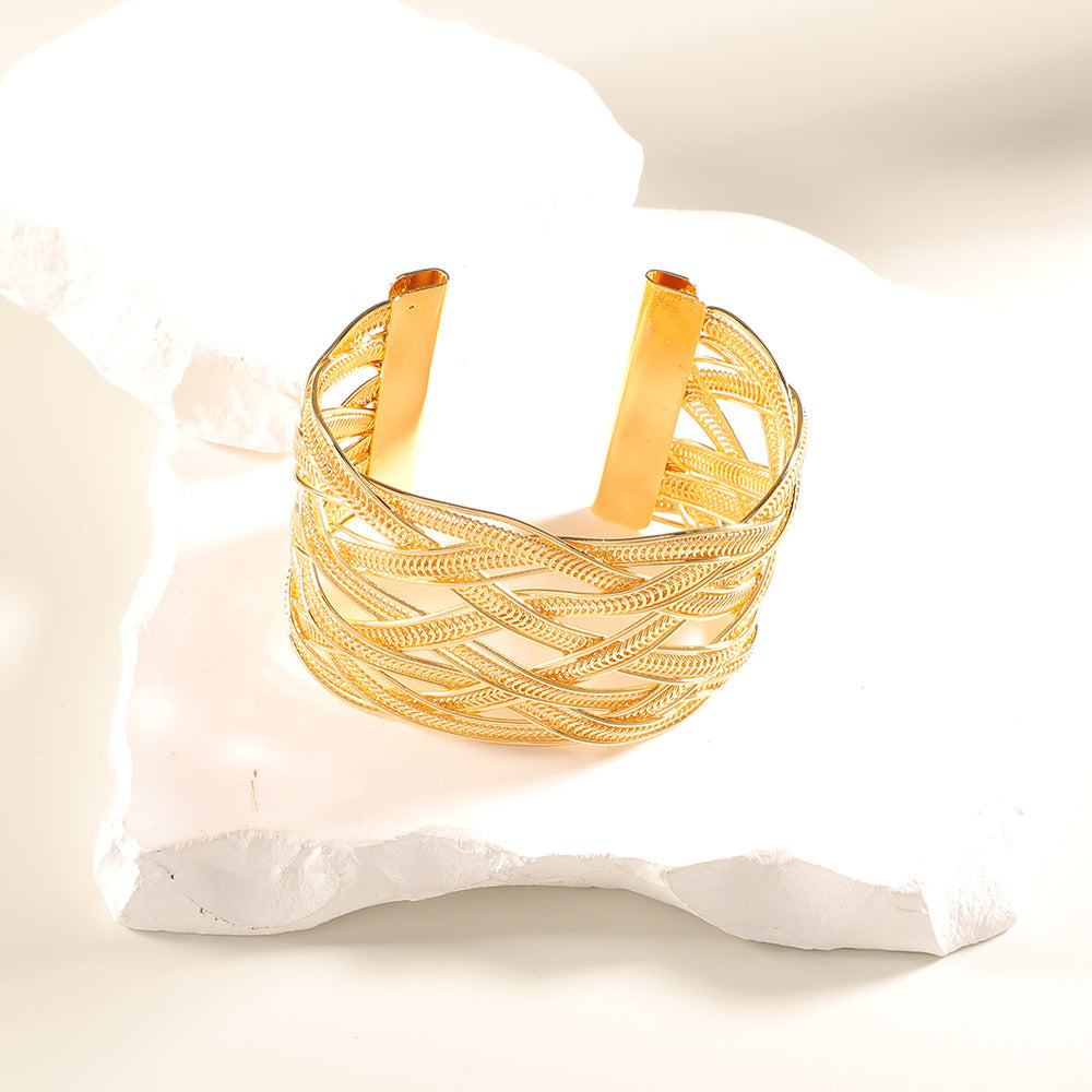 Women Open Bangle with Artistic Relief Design