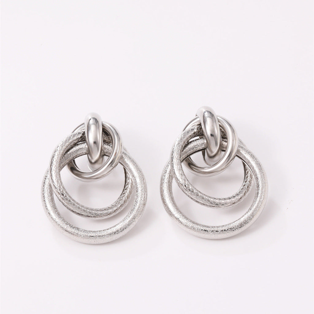 Women's Hanging Earrings with Elegant, Curved Ring Design