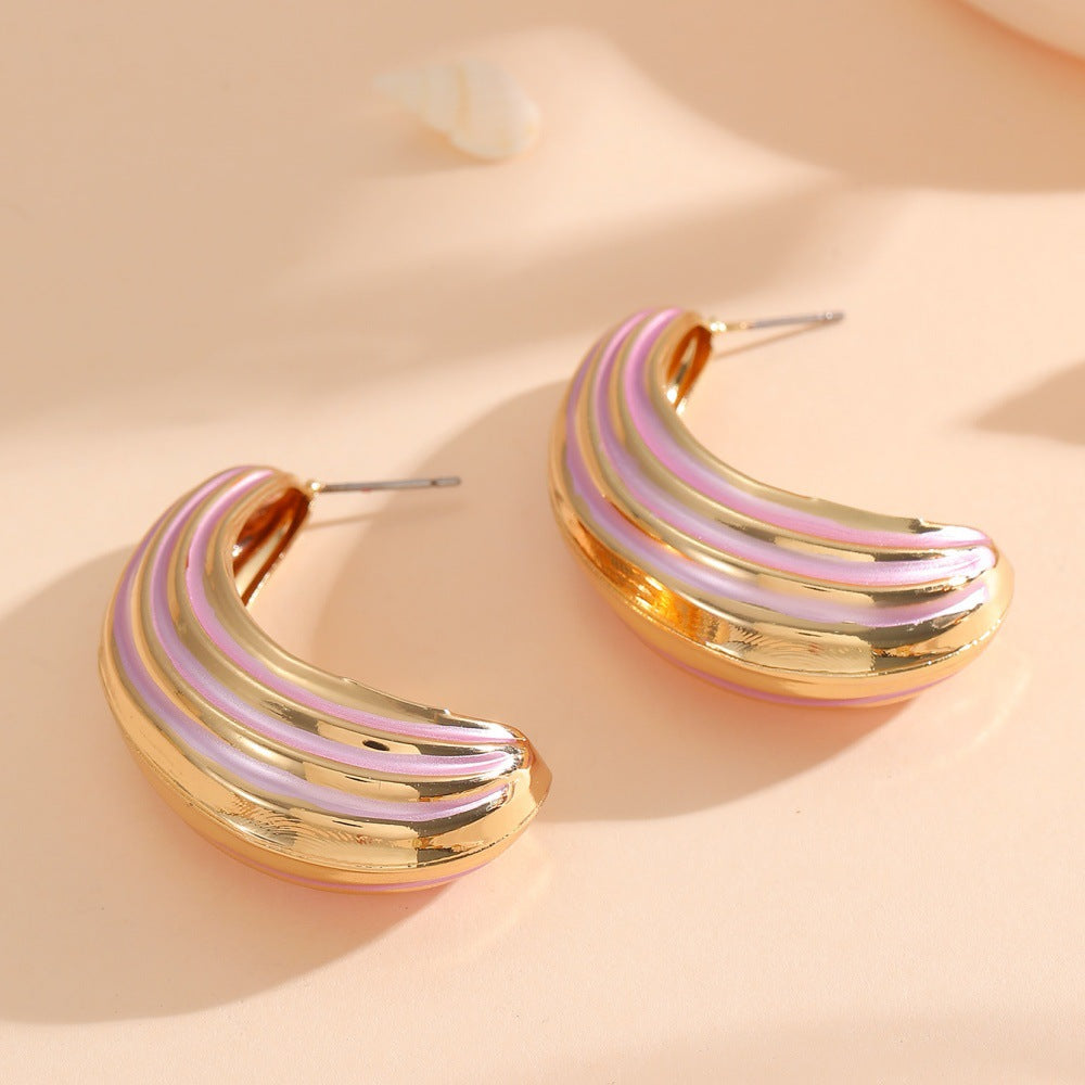 Women Hanging Earrings with Luxurious Gold and Pink Finish
