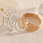 Women's Open Bangle with Modern, Layered Design