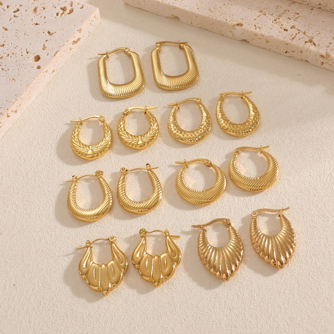 Women's Hanging Earrings with Integrated, Textured Design