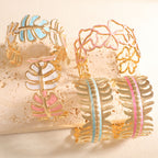 Women Open Bangle in Elegant Leaf Design
