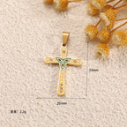 Ladies cross pendant with heart-shaped design and sparkling accents