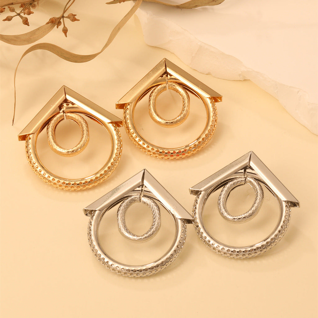 Women's Hanging Earrings with Elegant, Curved Ring Design