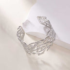 Women's Open Bangle with Elegant Wave Design