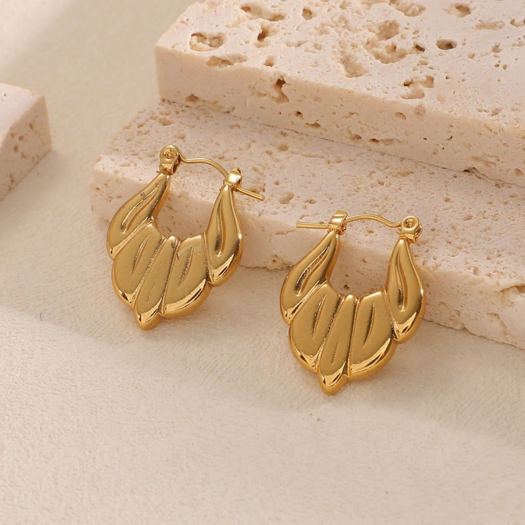 Women's Hanging Earrings with Integrated, Textured Design