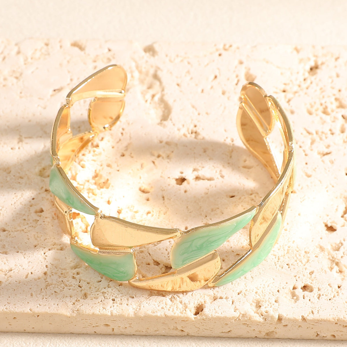 Women's Open Bangle with Elegant Leaf Design