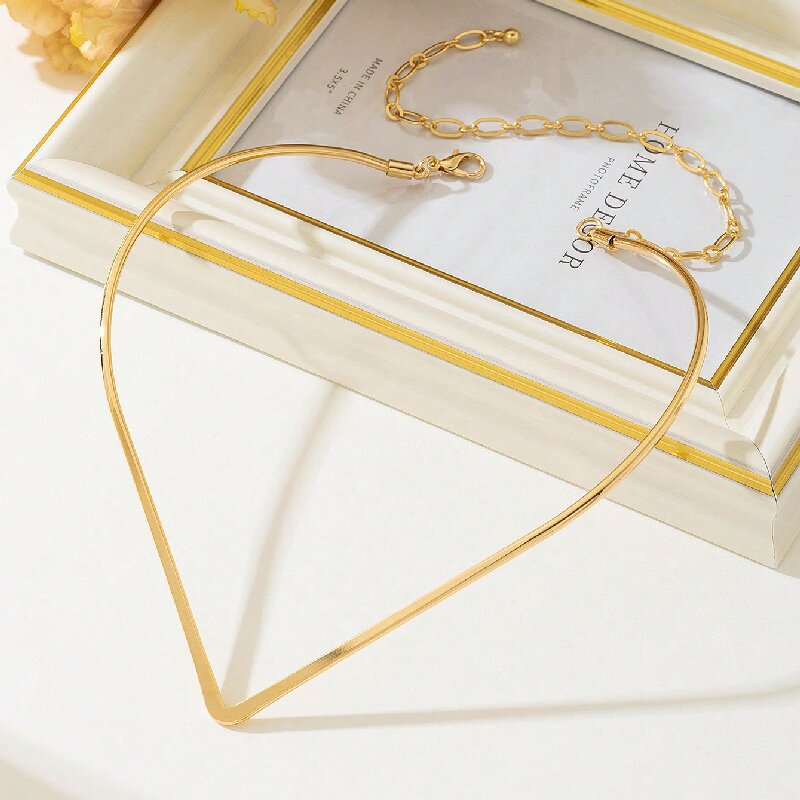 Women Choker Necklace with Modern V Design