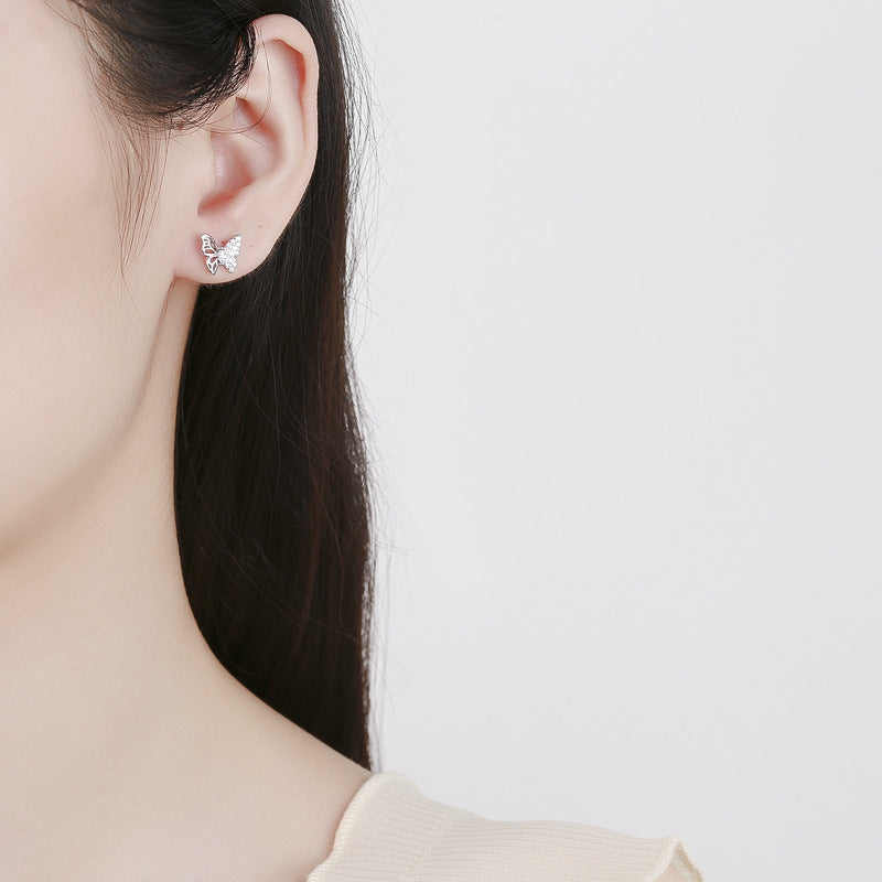 Ladies earrings in an elegant butterfly design with sparkling zirconia