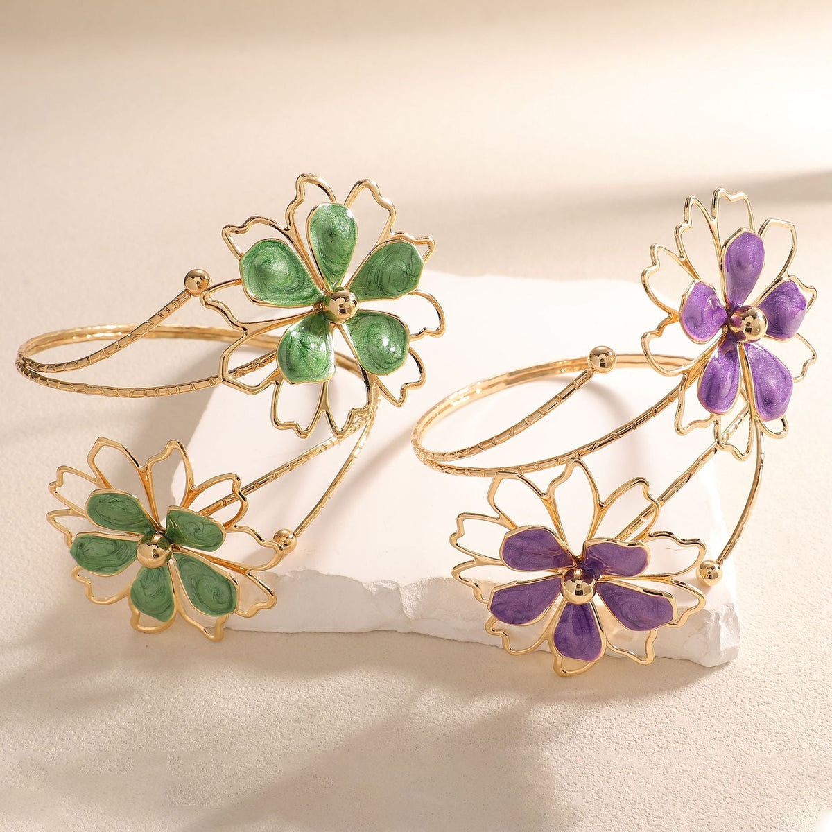 Ladies bracelet with artistic flower design
