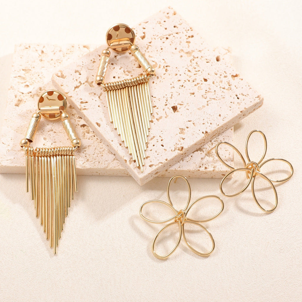 Ladies Hanging Earrings in Artistic Flower Design
