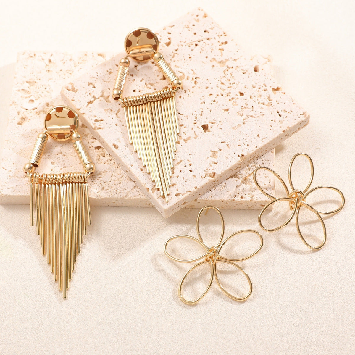 Ladies Hanging Earrings in Artistic Flower Design