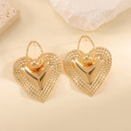 Ladies Heart-Shaped Earrings with Sparkling Zircon Decorations