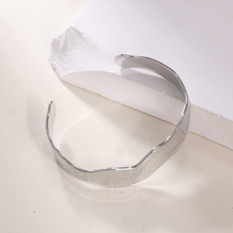 Women's Open Bangle in Modern Bamboo Design