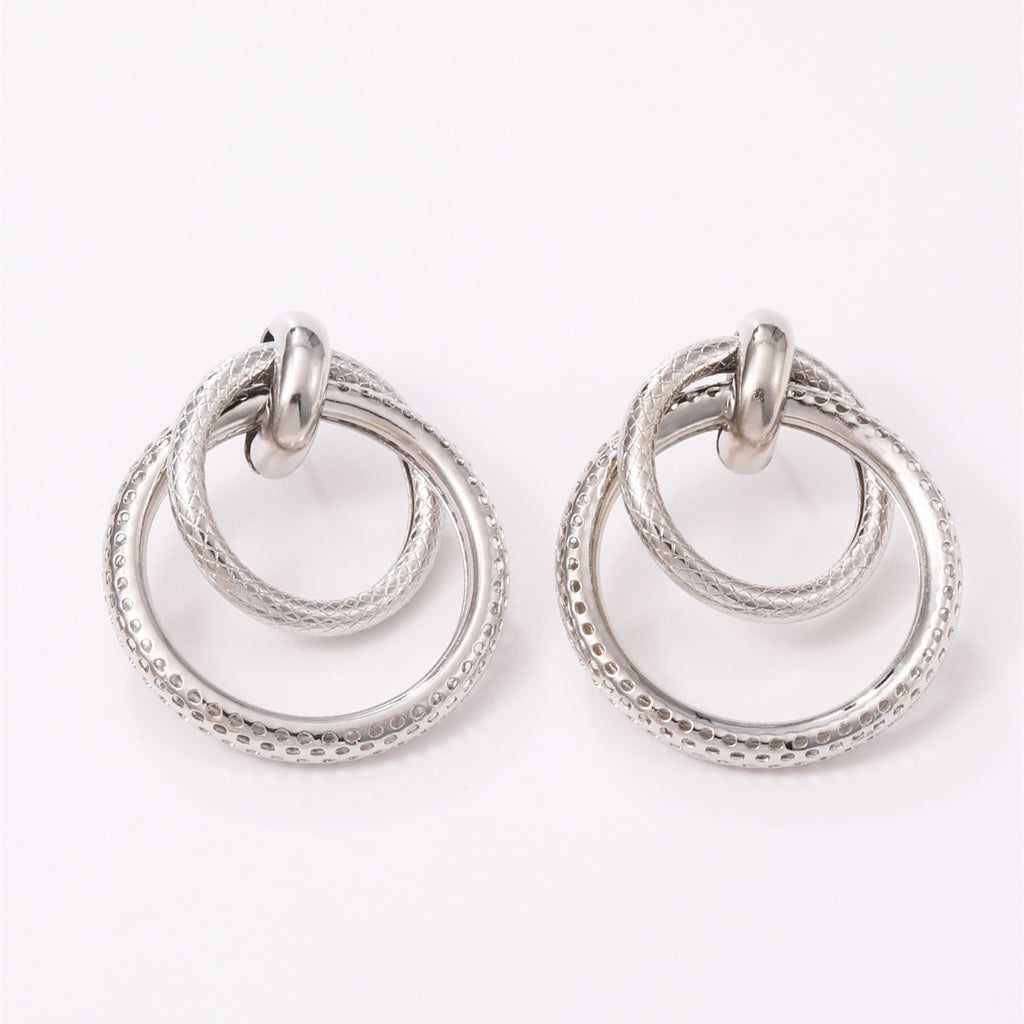 Women's Hanging Earrings with Elegant, Curved Ring Design
