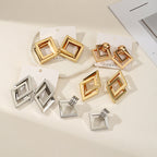 Women's Hanging Earrings with Square Design and Glossy Surface