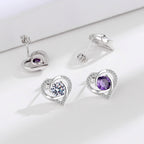 Ladies earrings in elegant heart design with shimmering zirconia