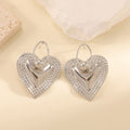 Ladies Heart-Shaped Earrings with Sparkling Zircon Decorations