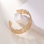 Women's Open Bangle in Modern Bamboo Design