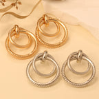 Women's Hanging Earrings with Elegant, Curved Ring Design