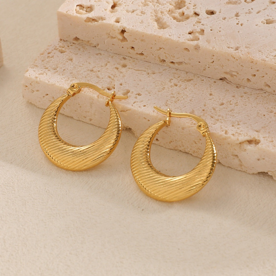 Women's Hanging Earrings with Integrated, Textured Design