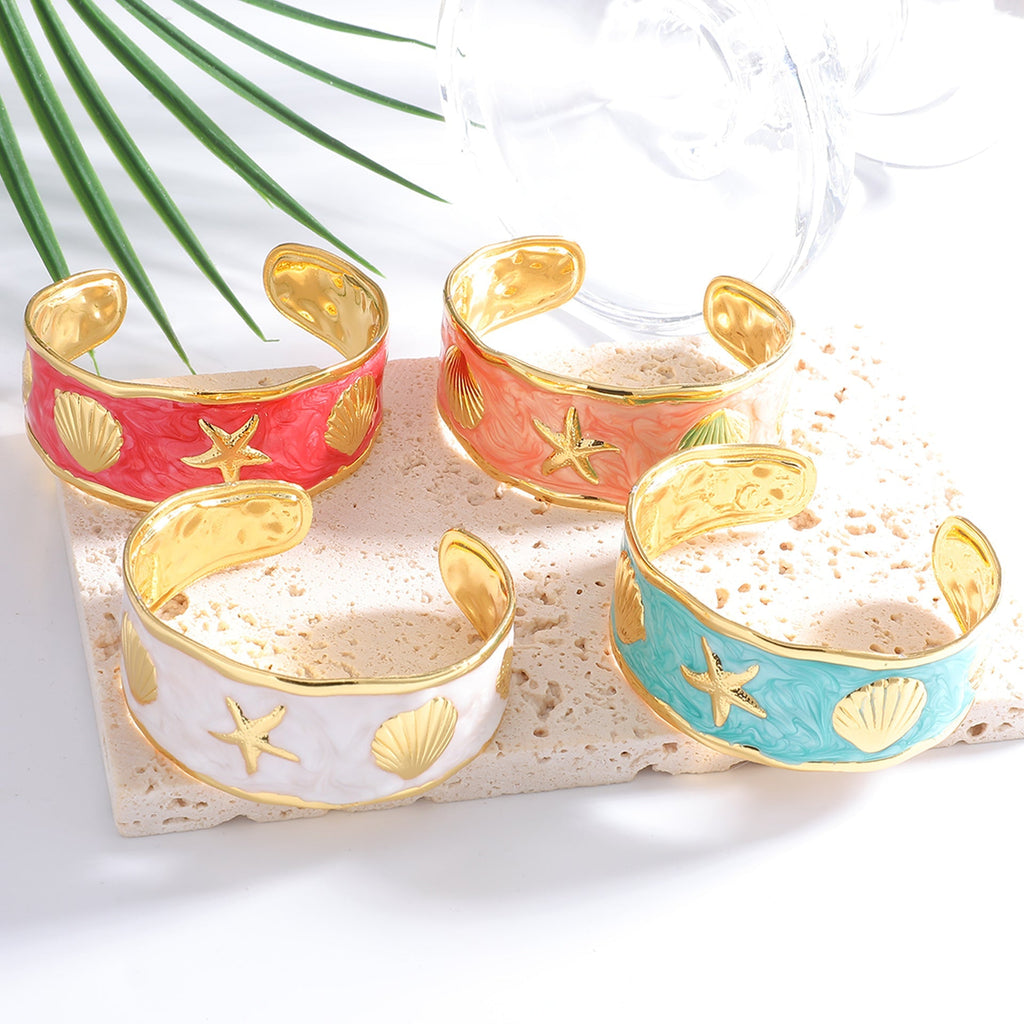 Women's Bangle with Maritime Shell and Starfish Design