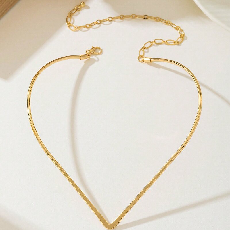 Women Choker Necklace with Modern V Design